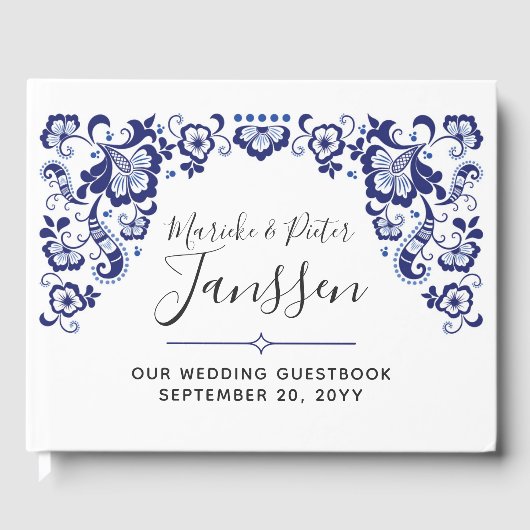Delfts Blauw | Delfts Blauw Nederlands Huwelijksaa Gastenboek (Voorkant)