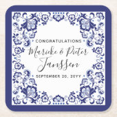 Delfts Blauw Delfts Blauw Nederlands Trouwdiner Kartonnen Onderzetters (Voorkant)