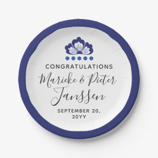 Delfts Blauw Delfts Blauw Nederlands Trouwtaart Papieren Bordje