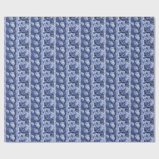 Delfts Blauw en Wit Antiek Bloempatroon Cadeaupapier (Vlak)