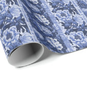 Delfts Blauw en Wit Antiek Bloempatroon Cadeaupapier (Rol Hoek)