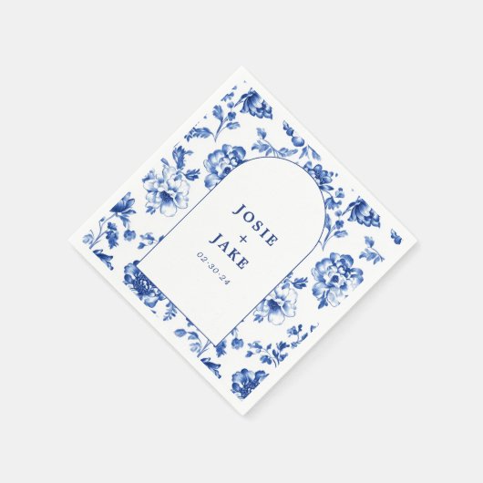 Delfts blauw en wit boog bruiloft servet (Hoek)