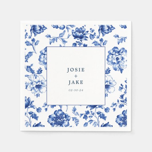 Delfts blauw en wit bruidsservet servet (Voorkant)
