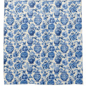 Delfts blauw en wit vazen patroon douchegordijn (Voorkant)