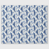 Delfts Blauw Franse Chinoiserie Peacock Cadeaupapier (Vlak)