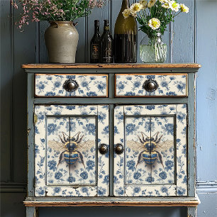 Delfts Blauw Goud Honingbij Cottagecore Tissuepapier