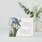 Delfts Blauw Iris Quatrefoil - Receptie Uitnodigin Kaart (Staand voorkant)