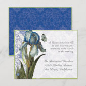 Delfts Blauw Iris Quatrefoil - Receptie Uitnodigin Kaart (Voorkant / Achterkant)