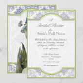 Delfts Blauw Iris Quatrefoil - Vrijgezellenfeest I Kaart (Voorkant / Achterkant)