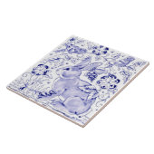 Delfts Blauw Konijnenkonijn Vogel Dedham Elegant R Tegeltje (Zijkant)