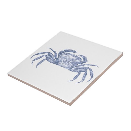 Delfts Blauw  Krab Nautisch Strandhuis Tegeltje (Zijkant)