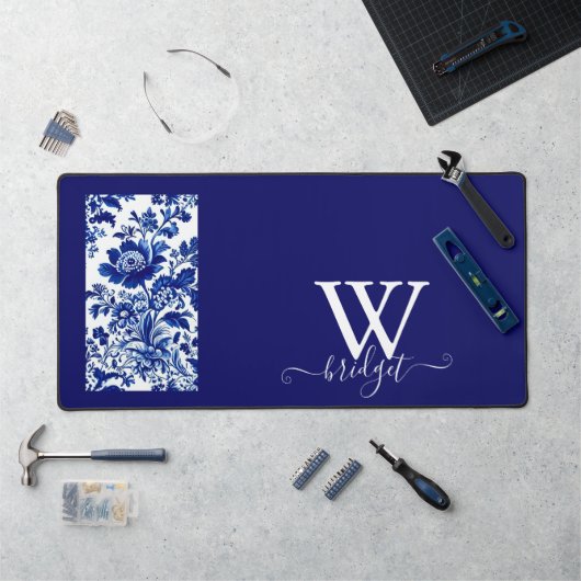 Delfts Blauw  Mooie Tuinbloemen Bureaumat (Werkstation)