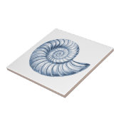 Delfts Blauw Nautilus Shell Nautisch strandhuis Tegeltje (Zijkant)
