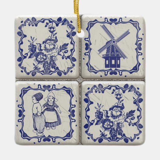 Delfts Blauw Pattern-bestanden Keramisch Ornament (Voorkant)