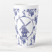 Delfts Blauw Pattern Tegels Latte Mok (Voorkant)
