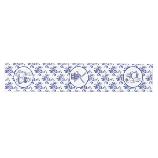 Delfts Blauw Pattern Tegels Medium Tafelloper (Horizontaal)