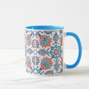 Delfts Blauw Rood Patroon Kunst Koffiekop Mok
