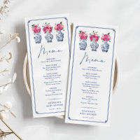 Delfts Blauw Roze Chinoiserie Porselein Menu Kaart