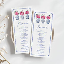 Delfts Blauw Roze Chinoiserie Porselein Menu Kaart