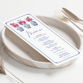 Delfts Blauw Roze Chinoiserie Porselein Menu Kaart