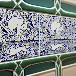 Delfts Blauw Victoriaans Hazen Arts Crafts Movemen Tegeltje