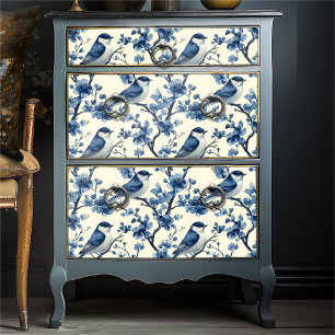 Delfts Blauw Vogels Bloemen Cottagecore Branch Tissuepapier