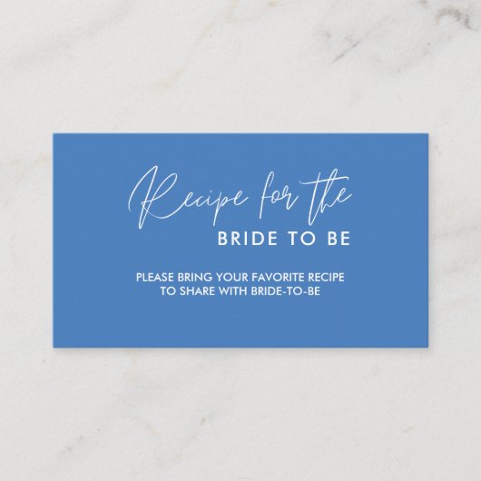 Delfts blauw Vrijgezellenfeest deelt een recept Informatiekaartje (Voorkant)