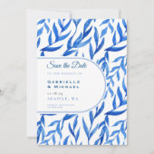 Delfts Blauw Wit Chinoiserie Bloemen Patroon Opsla Save The Date (Voorkant)