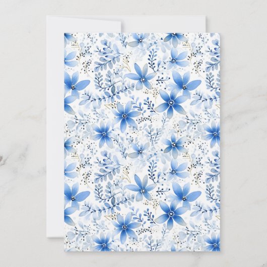 Delfts Blauw Wit Chinoiserie Bloemenpatroon Save The Date (Achterkant)