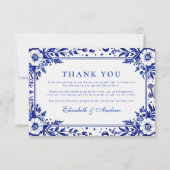 Delfts Blauw Wit Chinoiserie Huwelijk Bedankkaart (Voorkant)