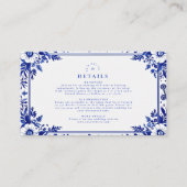 Delfts Blauw Wit Chinoiserie Huwelijk Informatiekaartje (Voorkant)
