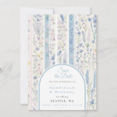 Delfts Blauw Wit Chinoiserie Porseleinen Vogel Save The Date (Voorkant)