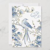Delfts Blauw Wit Chinoiserie Porseleinen Vogel Save The Date (Achterkant)