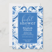 Delfts Blauw Wit Floral Modern Vrijgezellenfeest Kaart (Voorkant)