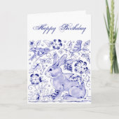 Delfts Blauw Wit Konijn Vogels Dedham Verjaardag Kaart (Voorkant)