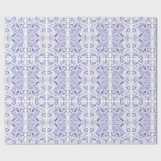 Delfts Blauw Wit Konijnenkonijn Vogels Dedham Pase Cadeaupapier (Vlak)