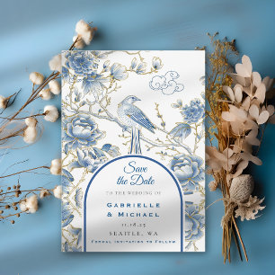 Delfts Blauw Witte Chine de Commande Porseleinen V Save The Date