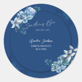 Delfts Blauw Witte Chinoiserie Bloemige Bruidsdouc Ronde Sticker (Voorkant)