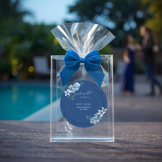 Delfts Blauw Witte Chinoiserie Bloemige Bruidsontb Ronde Sticker