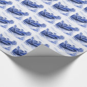 Delfts Blauw Zeilende Tegel Design Cadeaupapier (Hoek)