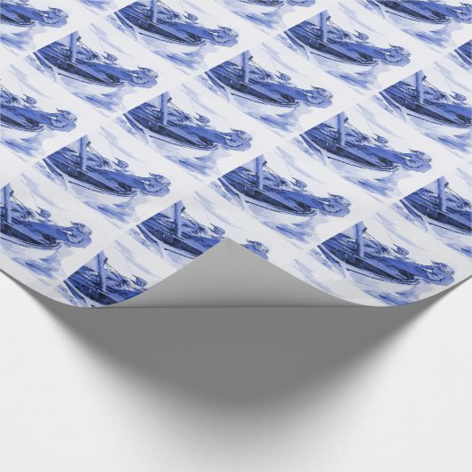 Delfts Blauw Zeilende Tegel Design Cadeaupapier (Hoek)