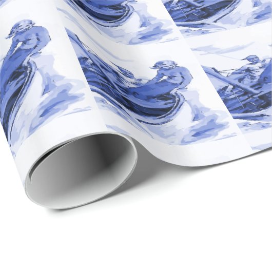Delfts Blauw Zeilende Tegel Design Cadeaupapier (Rol Hoek)
