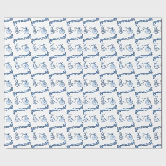 Delfts Blauwe BabyTile Design Cadeaupapier (Zoom)