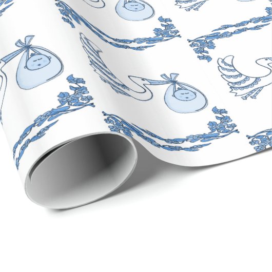 Delfts Blauwe BabyTile Design Cadeaupapier (Rol Hoek)