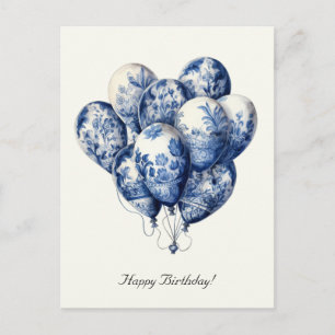 Delfts blauwe ballonnen, Gelukkige verjaardag Briefkaart