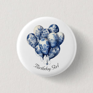 Delfts blauwe ballonnen, op maat gemaakt ronde button 3,2 cm