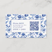 Delfts Blauwe Bloemen RSVP met qr-code Informatiekaartje (Voorkant)