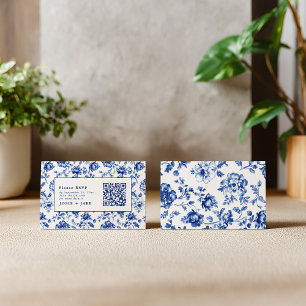 Delfts Blauwe Bloemen RSVP met qr-code Informatiekaartje