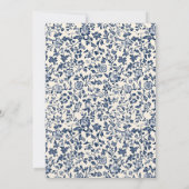 Delfts blauwe crème Bloemen bruiloft Kaart (Achterkant)