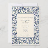  Delfts Blauwe crème Bloemen bruiloft Kaart (Voorkant)